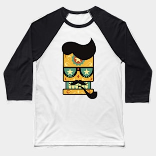 Smoking Sugar Skull Baseball T-Shirt